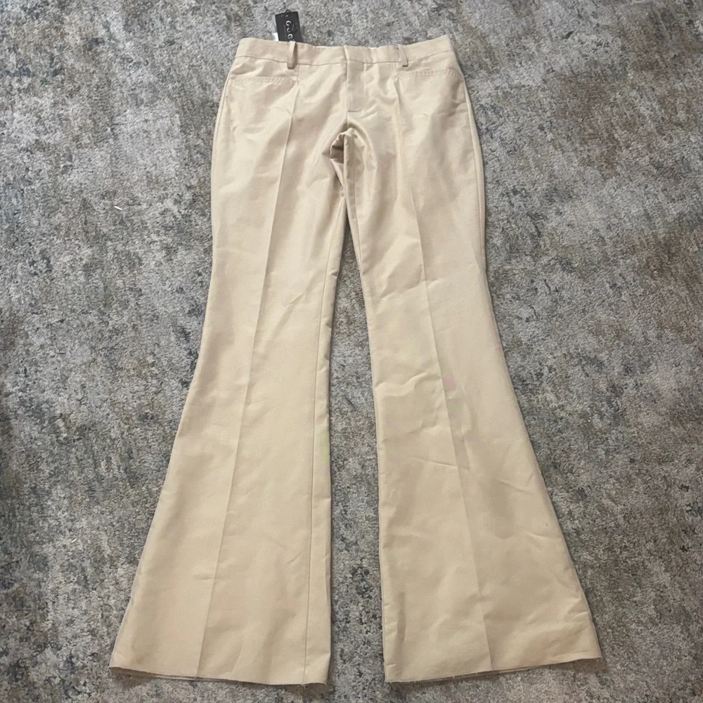 Gucci wide leg pleated women's trousers beige pants size 44 US 8-10 NWT